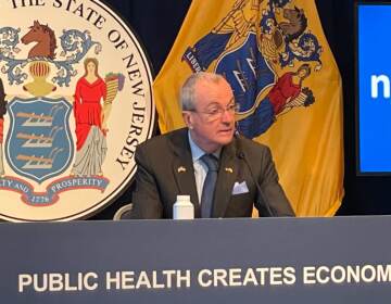 N.J. Gov. Phil Murphy leads the final briefing on the state's response to the pandemic on March 4, 2022 in Trenton, N.J. (P. Kenneth Burns/WHYY)