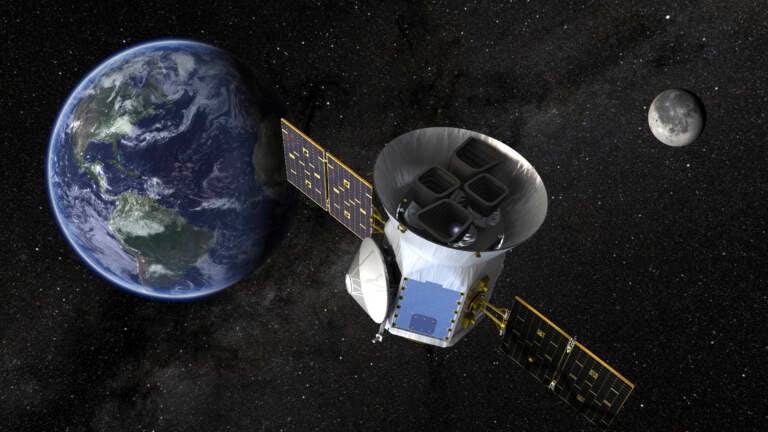 This image made available by NASA shows an illustration of the Transiting Exoplanet Survey Satellite (TESS). Scheduled for an April 2018 launch, the spacecraft will prowl for planets around the closest, brightest stars. These newfound worlds eventually will become prime targets for future telescopes looking to tease out any signs of life