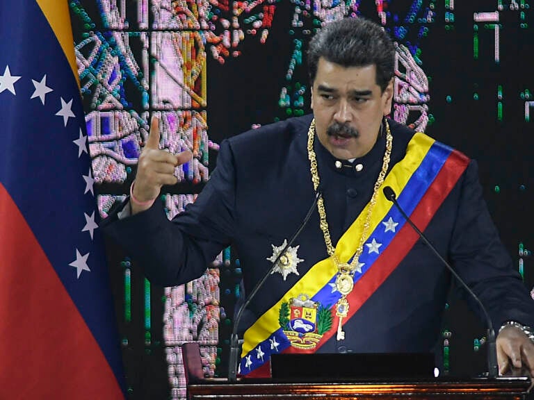 File photo: Venezuelan President Nicolas Maduro speaks during a ceremony marking the start of the judicial year at the Supreme Court in Caracas, Venezuela, Jan. 27, 2022. (AP Photo/Matias Delacroix, File)