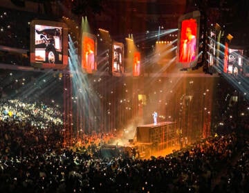 Bad Bunny at the Wells Fargo Center on March 16, 2022. (Bibiana Correa / Billy Penn)