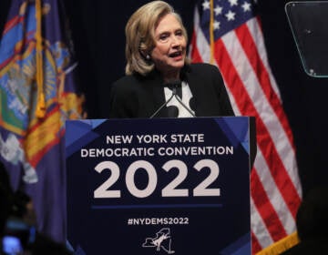 Former Secretary of State Hillary Clinton speaks during the 2022 New York State Democratic Convention at the Sheraton New York Times Square Hotel on February 17, 2022 in New York City. (Michael M. Santiago/Getty Images)