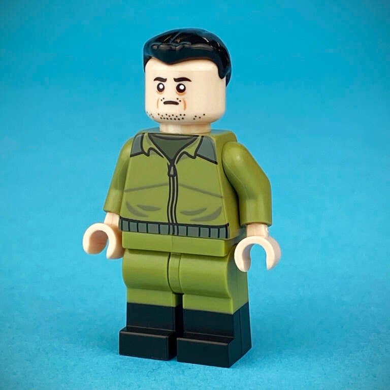 A LEGO-based figurine inspired by Ukrainian President Volodymyr Zelenskyy