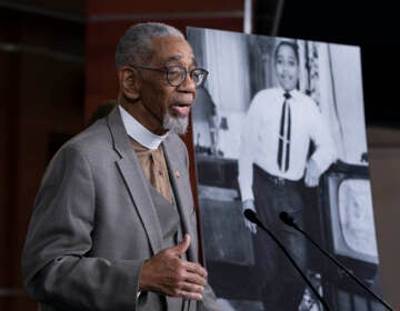 Rep. Bobby Rush, D-Ill., speaks during a news conference about the 