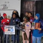 The family of Kevin Drinks, who was murdered in 2011, speaks at a press event announcing the convictions of four men who were found guilty of his murder.