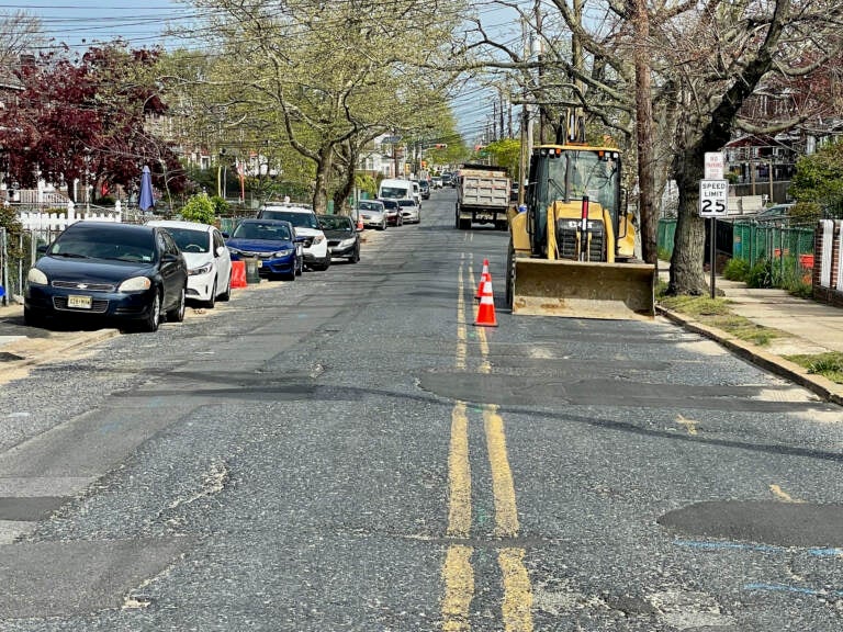 Reconstruction has begun on 27th street in Camden. The $10 million project includes improvements to sewer lines and adjacent roads. (P. Kenneth Burns/WHYY)