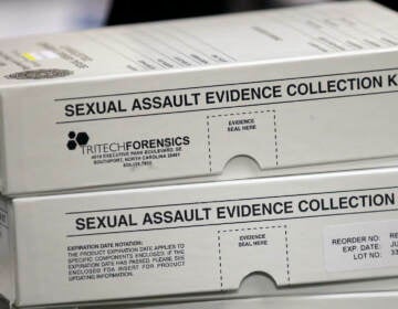 FILE - This Feb. 8, 2017, file photo, sexual assault evidence collection kits are shown during committee meeting at the Utah State Capitol, in Salt Lake City. The backlog of untested rape kits is growing even after state lawmakers passed a law in 2017 to address the issue, in part because the legislature didn't provide enough money to hire the necessary technicians for the state crime lab, KUTV reports. (AP Photo/Rick Bowmer, File )