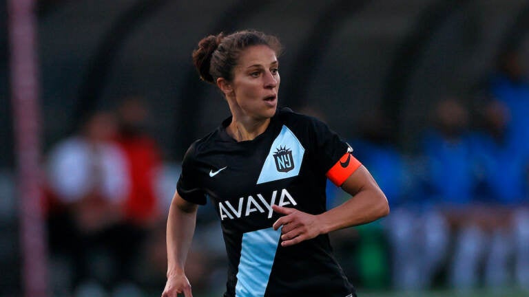 File photo: Gotham FC forward Carli Lloyd (10) in action against the North Carolina Courage during an NWSL Challenge Cup soccer match, Tuesday, April 20, 2021, in Montclair, N.J. (AP Photo/Adam Hunger)