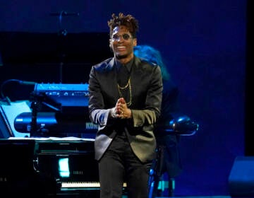 Jon Batiste performs a medley at the 31st annual MusiCares Person of the Year benefit gala honoring Joni Mitchell on Friday, April 1, 2022, at the MGM Grand Conference Center in Las Vegas.