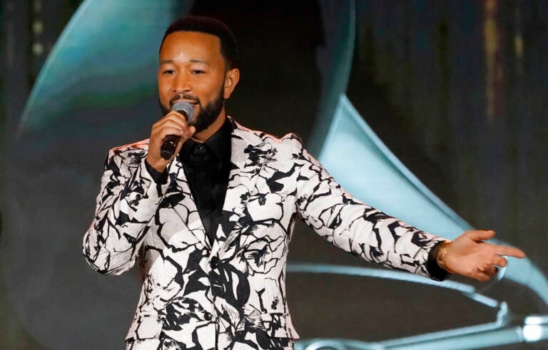 John Legend accepts the Global Impact Award at the Recording Academy Honors Presented By The Black Music Collective on Saturday, April 2, 2022, at Resorts World Las Vegas.