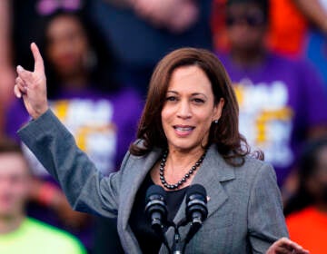 Vice President Kamala Harris arrives to speak at the Metal Worker’s Local Union No. 19 in Philadelphia, Tuesday, April 12, 2022. (AP Photo/Matt Rourke)