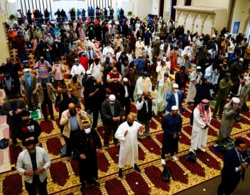 File photo: Worshippers perform an Eid al-Fitr prayer at the Masjidullah Mosque in Philadelphia, Thursday, May 13, 2021. This year, in a rare convergence, Judaism’s Passover, Christianity’s Easter and Islam’s holy month of Ramadan are interlapping in April with holy days for Buddhists, Baha’is, Sikhs, Jains and Hindus, offering different faith groups a chance to share meals and rituals in a range of interfaith events.