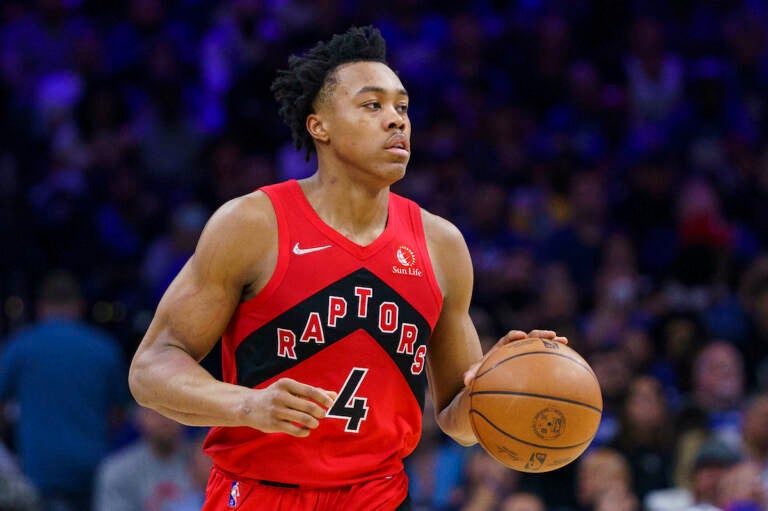 File photo: Toronto Raptors' Scottie Barnes in action during Game 1 of an NBA basketball first-round playoff series against the Philadelphia 76ers, Saturday, April 16, 2022, in Philadelphia. The 76ers won 131-111. (AP Photo/Chris Szagola)