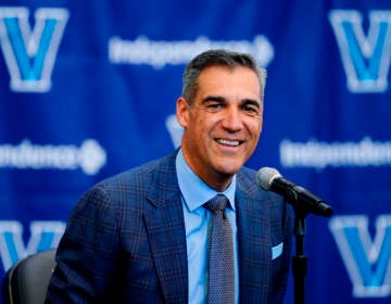 Villanova retiring coach Jay Wright speaks with members of the media during a news conference in Villanova, Pa., Friday, April 22, 2022