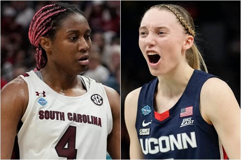 South Carolina's Aliyah Boston and UConn's Paige Bueckers (Eric Gay/AP Photo)