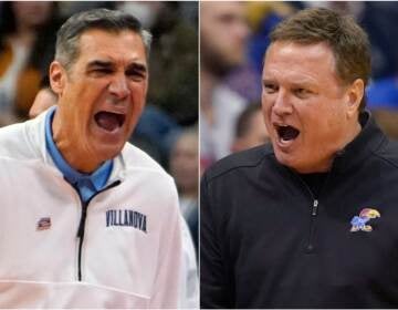 Villanova head coach Jay Wright and Kansas head coach Bill Self (Gene J. Puskar and Charlie Riedel/AP Photo)