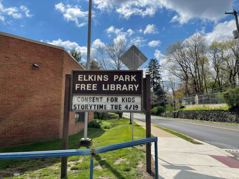 Elkins Park Free Library ''Consent for Kids'' sign (Photo courtesy of Victim Services Center of Montgomery County)