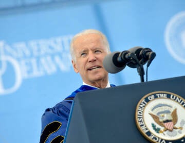 Then Vice President Joe Biden speaks to graduates during the University of Delaware's commencement ceremony
