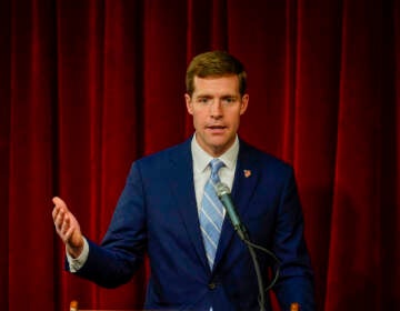 Rep. Conor Lamb, D-Pa., takes part in a forum for Democratic candidates for U.S. Senate in Pennsylvania at Muhlenberg College in Allentown, Pa., Sunday, April 3, 2022. (AP Photo/Matt Rourke)