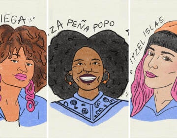 An illustration depicts Reyna Noriega, Arantza Peña Popo, and Itzel Islas