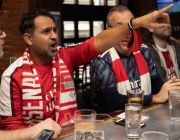 Arsenal supporters gather at Misconduct Tavern on Locust Street, and get very into the game.