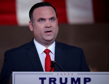 Then-White House Deputy Chief of Staff for Communications Dan Scavino delivers a recorded address for the Republican National Convention on Aug. 26, 2020, in the empty Mellon Auditorium in Washington, D.C. (Chip Somodevilla/Getty Images)