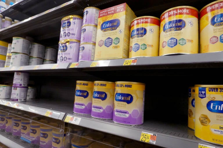 Baby formula is offered for sale at a big-box store on Jan. 13 in Chicago. Baby formula has been in short supply in many stores around the U.S. for several months. (Scott Olson/Getty Images)