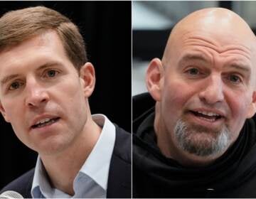 U.S. Senate candidate Rep. Conor Lamb, D-Pa. (left) and Pennsylvania Lt. Gov. John Fetterman (Matt Rourke and Keith Srakocic/AP Photo)