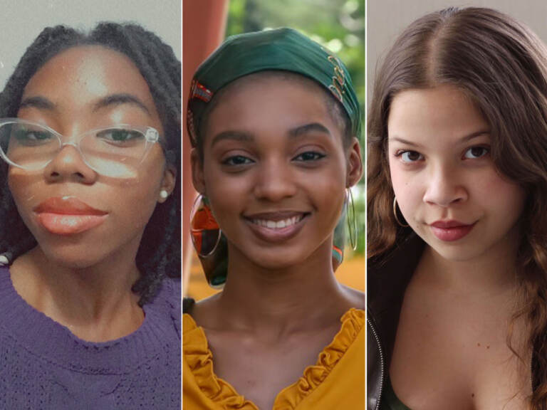 (from left) McKennzie Boyd, Taylor Livingston and Anya JimÃ©nez are among the teenage playwrights chosen to present their work about gun violence, marking the 23rd anniversary of the Columbine shootings. #Enough (via NPR)