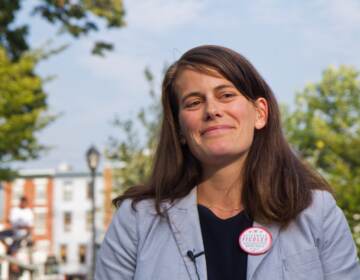 Rep. Elizabeth Fielder stands outside