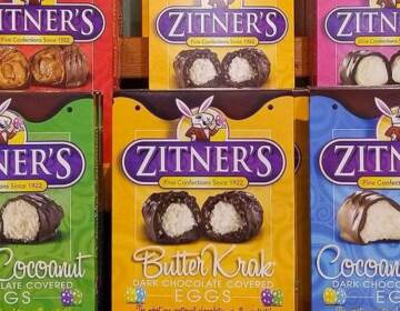 Images of Zitner's Easter candy in brightly-colored packaging.