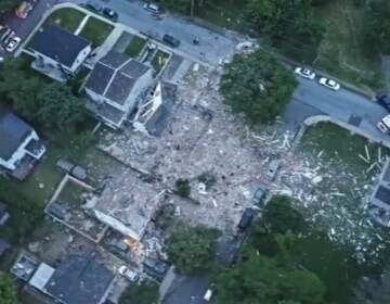 Aerial view of the aftermath of the Pottstown house explosion.