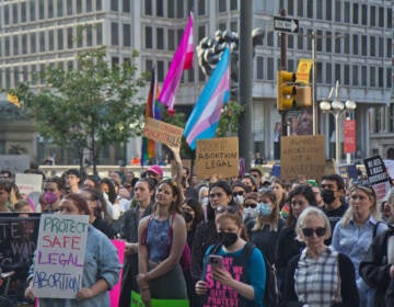 Hundreds of people protest outside City Hall in support of abortion rights