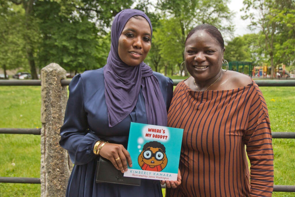 Khayriyyah Murray (left), a nurse, lost her 24 year-old son in March of this year, said being around other mothers who’ve lost children to gun violence helps her heal. She met author Kimberly Kamara at the Day of Serenity in Philadelphia on May 15, 2022.