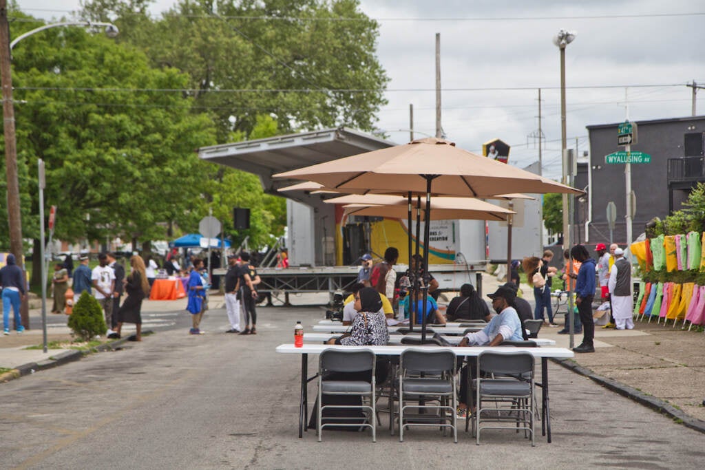 Community organizations offered resources to Philadelphians to combat gun violence and healing to those affected by it at The Day of Serenity at Clara Muhammad Square, on May 15, 2022.