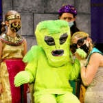 Under the influence of Puck's magic goggles, Titania falls for a player dressed as an alien in Nathan Tysen's spacey take on 'Midsummer Nioght's Dream. (Emma Lee/WHYY)