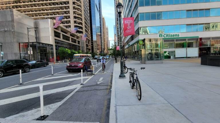 A protected bike lane near 15th Street