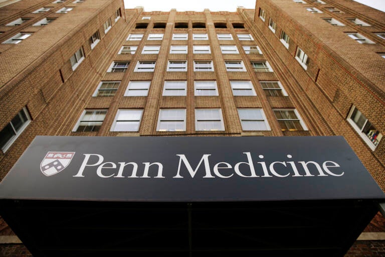 A sign at the Hospital of the University of Pennsylvania in Philadelphia, Wednesday, Feb. 6, 2019. (AP Photo/Matt Rourke)