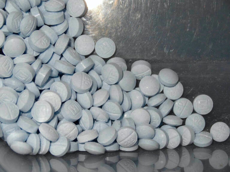 This photo provided by the U.S. Attorneys Office for Utah and introduced as evidence at the Aaron Shamo trial shows fentanyl-laced fake oxycodone pills collected during the investigation. (U.S. Attorneys Office for Utah via AP)