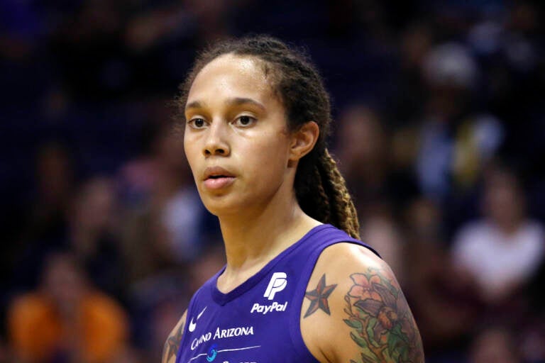 File photo: Phoenix Mercury center Brittney Griner pauses on the court during the second half of a WNBA basketball game against the Seattle Storm Tuesday, Sept. 3, 2019, in Phoenix. (AP Photo/Ross D. Franklin)