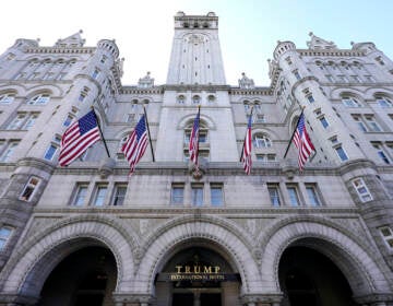 A general view of The Trump International Hotel is seen, Thursday, March 4, 2021, in Washington. (AP Photo/Julio Cortez)
