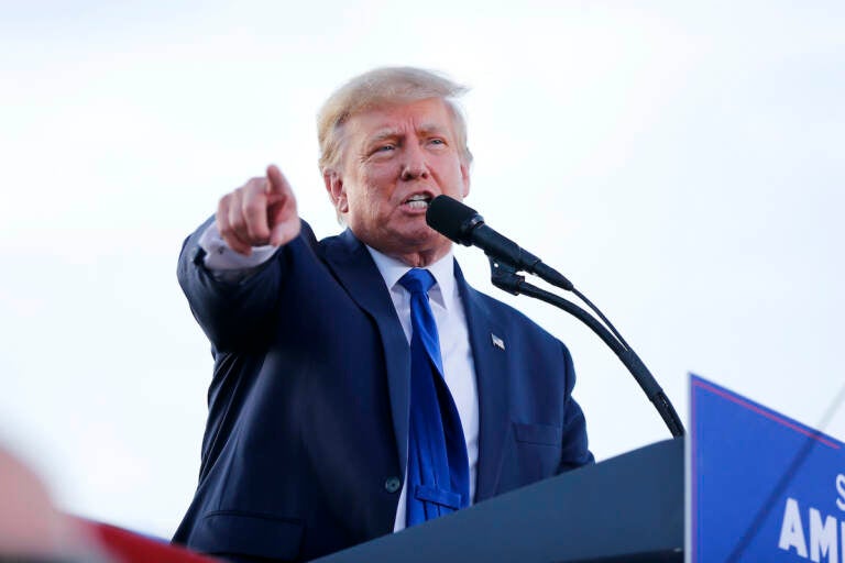 File photo: Former President Donald Trump speaks at a rally at the Delaware County Fairgrounds, Saturday, April 23, 2022, in Delaware, Ohio, to endorse Republican candidates ahead of the Ohio primary. Trump's legal team wants to void a contempt ruling and $10,000-per-day fine against the former president over a subpoena for documents related to a New York civil investigation into his business dealings, saying they’ve conducted a detailed search for the relevant files. (AP Photo/Joe Maiorana, File)