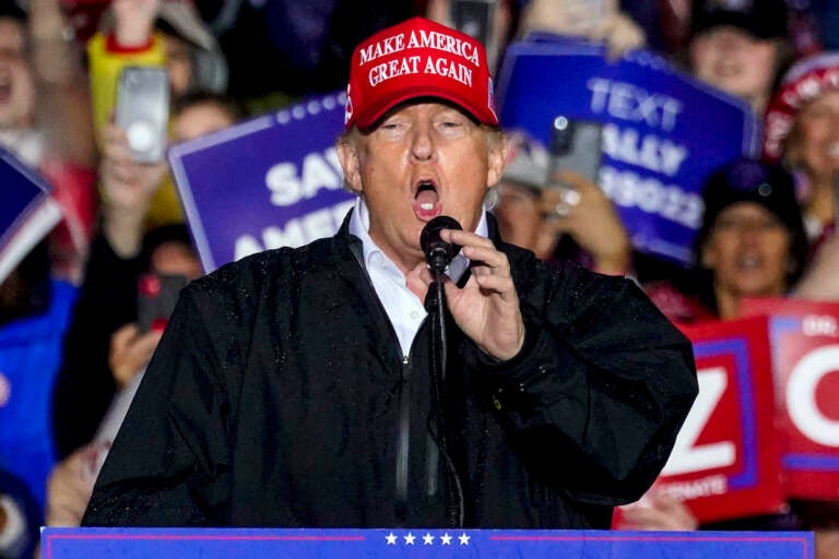 File photo: Former President Donald Trump speaks at a campaign rally in Greensburg, Pa., on May 6, 2022. (AP Photo/Gene J. Puskar, File)