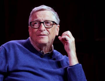 Bill Gates discusses his new book, How to Prevent the Next Pandemic, onstage in New York City. Gates announced Tuesday that he tested positive for COVID-19. (Michael Loccisano/Getty Images)