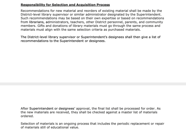 The second draft of the policy, with the board removed as the listed responsible party.