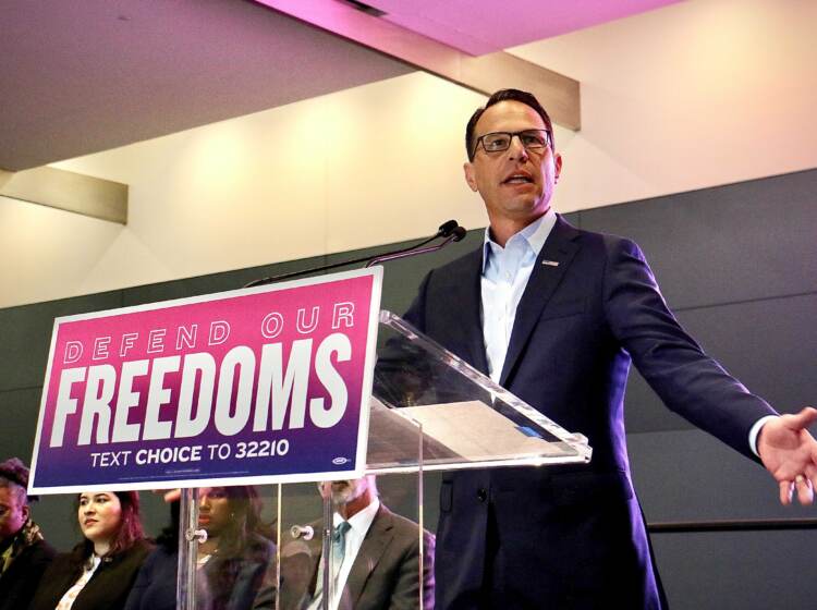 Josh Shapiro speaks at an abortion rights rally