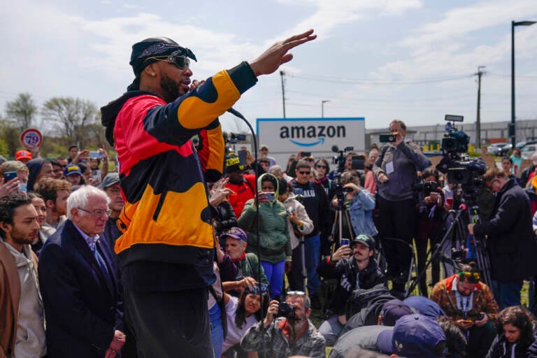 File photo: Christian Smalls, president of the Amazon Labor Union, speaks at a rally outside an Amazon facility on Staten Island in New York, Sunday, April 24, 2022. Amazon and the nascent group that successfully organized the company’s first-ever U.S. union are headed for a rematch Monday, May 2, 2022, when a federal labor board will tally votes cast by warehouse workers in yet another election on Staten Island.