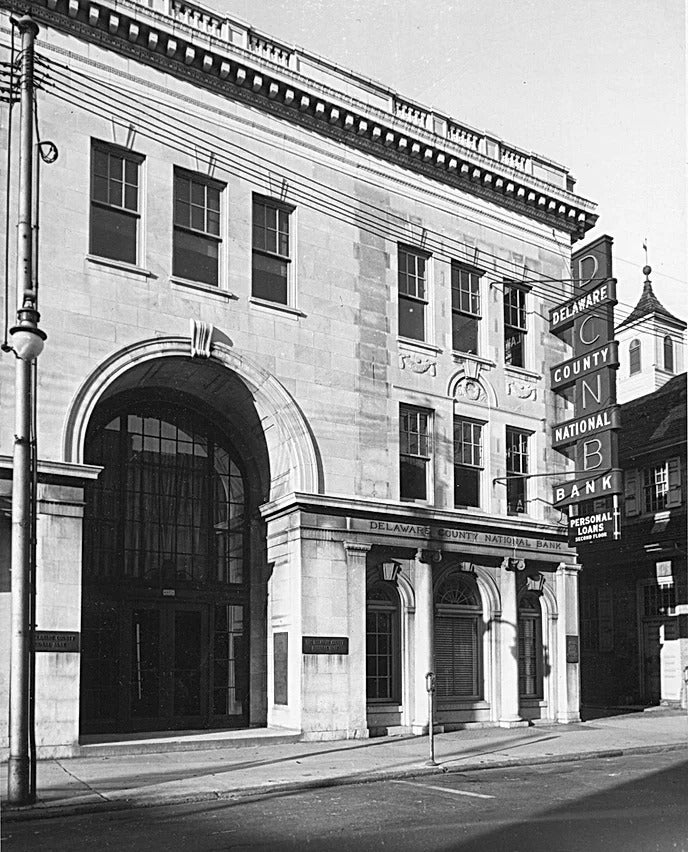 The building currently occupied by the Delaware County Historical Society used to be a bank. 