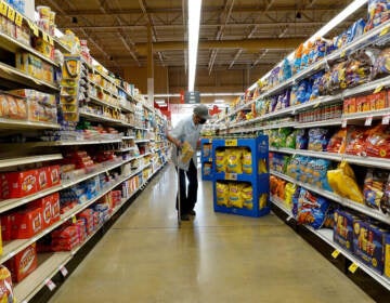 A customer shops at at a grocery store.