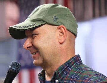 Doug Mastriano speaks during a rally