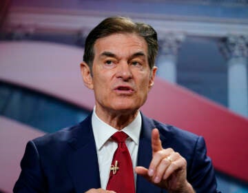 Mehmet Oz takes part in a forum for Republican candidates for U.S. Senate in Pennsylvania at the Pennsylvania Leadership Conference